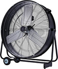 Ventilador industrial Be Cool 75 cm BCIWM75CM – Ventilador de tambor móvil, Ø 75 cm (30"), 300 vatios, motor de cobre puro, 2 velocidades, aspas de aluminio, rejilla de protección tipo telaraña, negro