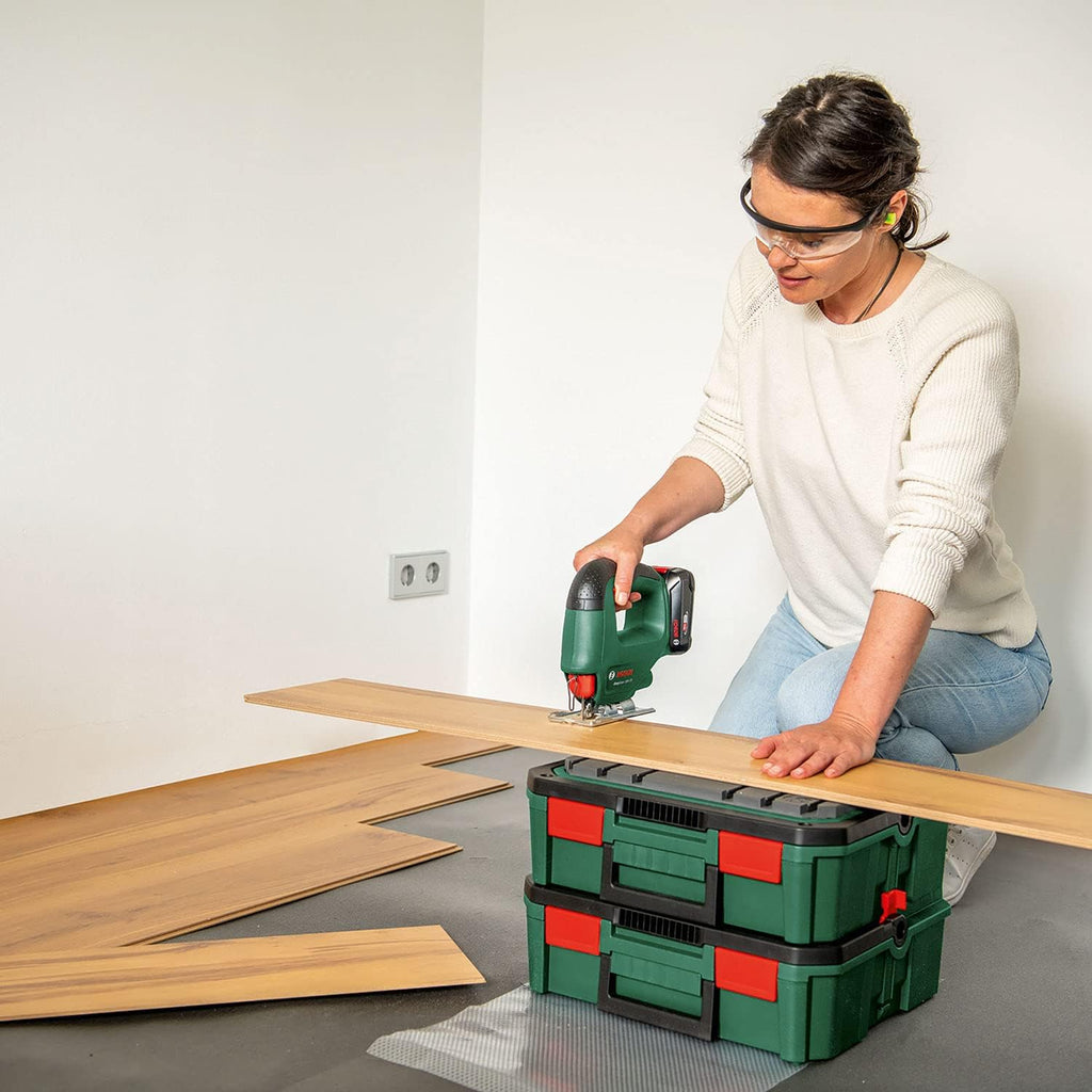 Bosch EasySaw akumulatorowa wyrzynarka 18V-70 (akumulator 2,0 Ah, system 18 V, z 1 brzeszczotem do wyrzynarki, ładowarka AL 18 V-20, w kartonie)