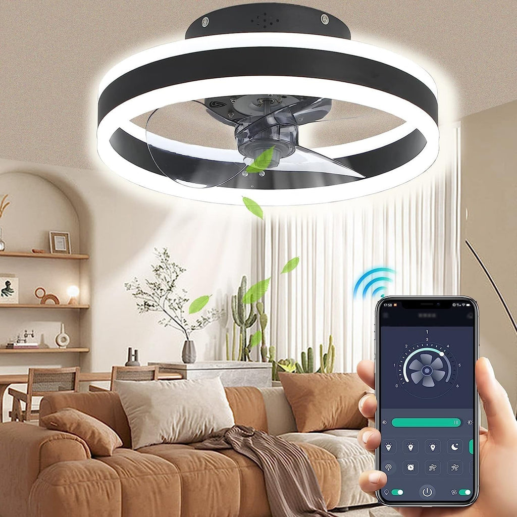 Ventilador de techo moderno LED con luces y control remoto, silencioso y regulable, reversible, 3 colores, 6 velocidades, ventilador de techo inteligente para sala de estar, dormitorio