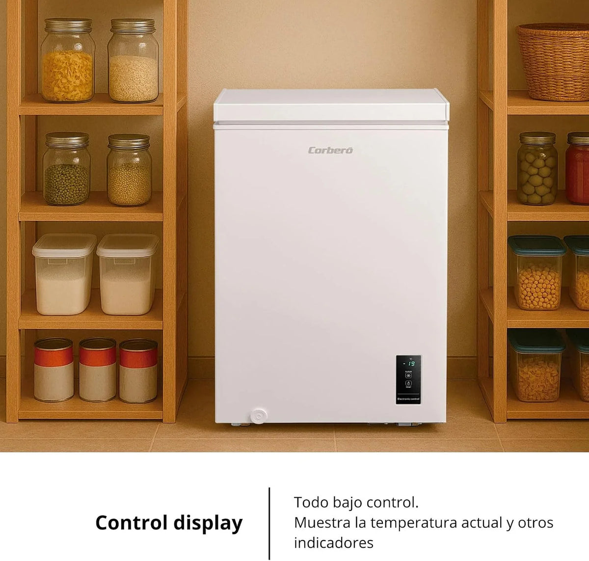 Skrzynia z zamrażarką CCHM1006M, 85 x 55 x 52 cm, pojemność 99 l, podwójny system, super zamrażanie, sterowanie z wyświetlaczem, 1 kosz, kolor biały