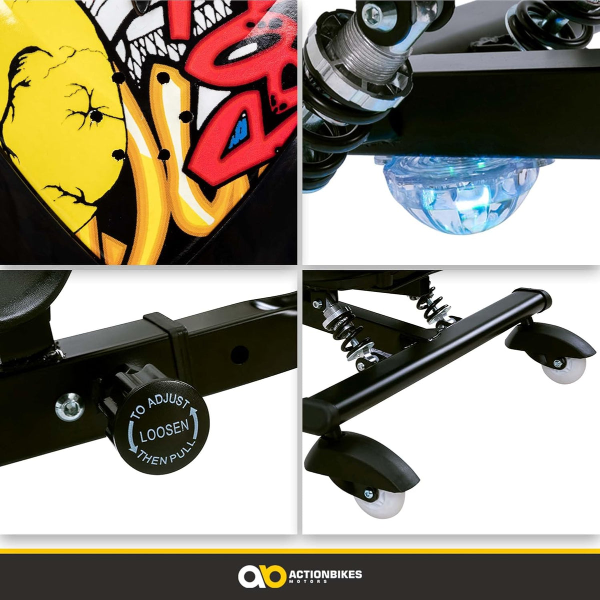 Actionbikes Motors Patinete Eléctrico Infantil para Derrapes | Motor de 𝟐𝟓𝟎 W - Carrito de Derrape 360° - 3 Niveles de Velocidad - Iluminación LED - Asiento Ajustable - Bluetooth - Kart de Derrape - Coche de Derrape (Space Purple)