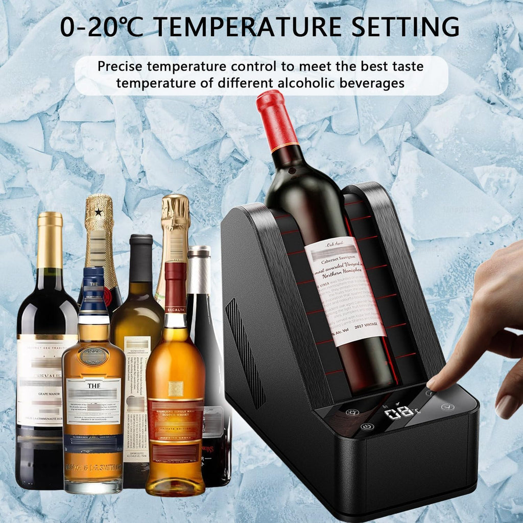 Elektryczna Chłodziarka Do Wina, Chłodziarka Do Wina Na Jedną Butelkę, Chłodziarka Do Butelek Wina O Pojemności 750 Ml, 0℃-20℃, Szybki Szampan, Chłodziarka Do Napojów
