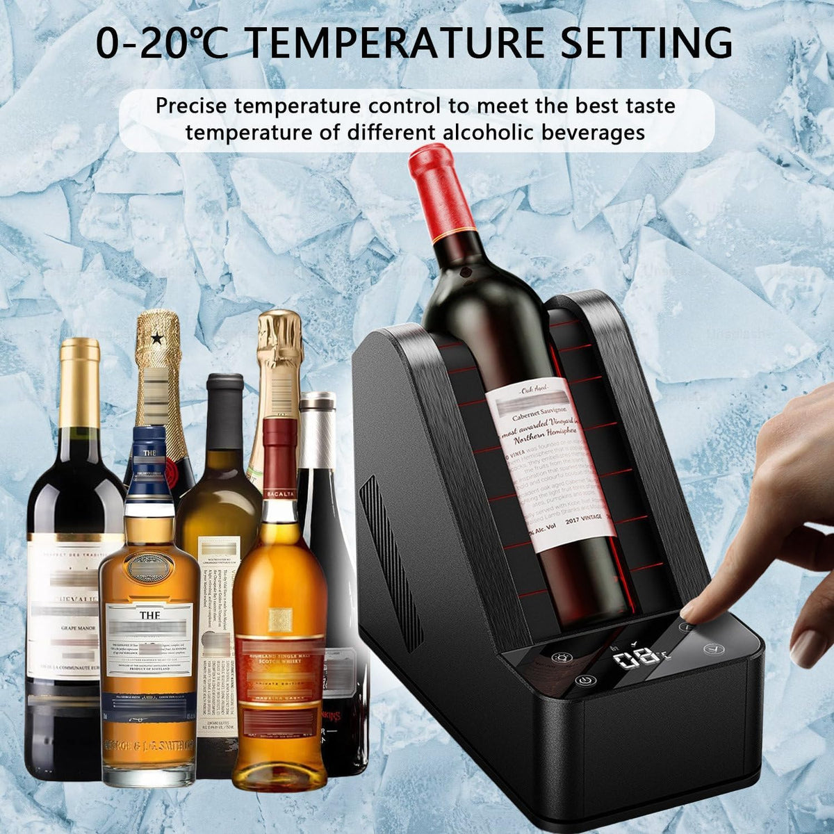 Elektryczna Chłodziarka Do Wina, Chłodziarka Do Wina Na Jedną Butelkę, Chłodziarka Do Butelek Wina O Pojemności 750 Ml, 0℃-20℃, Szybki Szampan, Chłodziarka Do Napojów