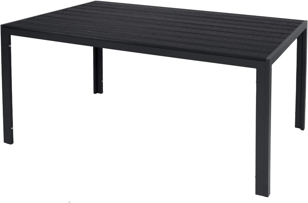 Mesa de jardín Mojawo XL de aluminio antracita/negro, mesa de comedor, muebles de jardín, imitación madera Nonwood, resistente a la intemperie, 180x90x74 cm