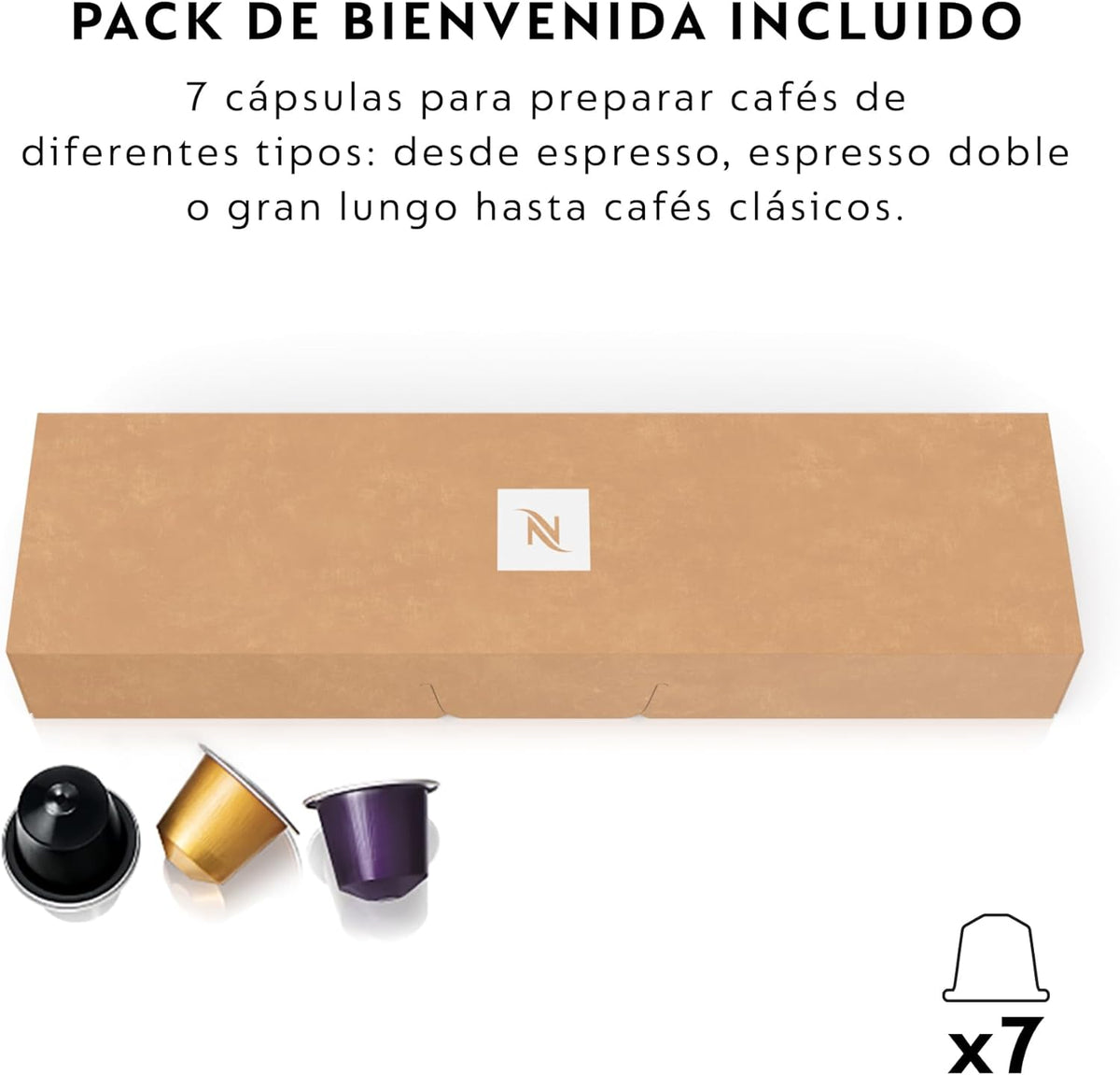 Nespresso Krups Essenza Mini XN1101 - Cafetera monodosis de cápsulas Nespresso, compacta, 19 bares, apagado automático, color blanco (Pack de cápsulas de bienvenida incluido)