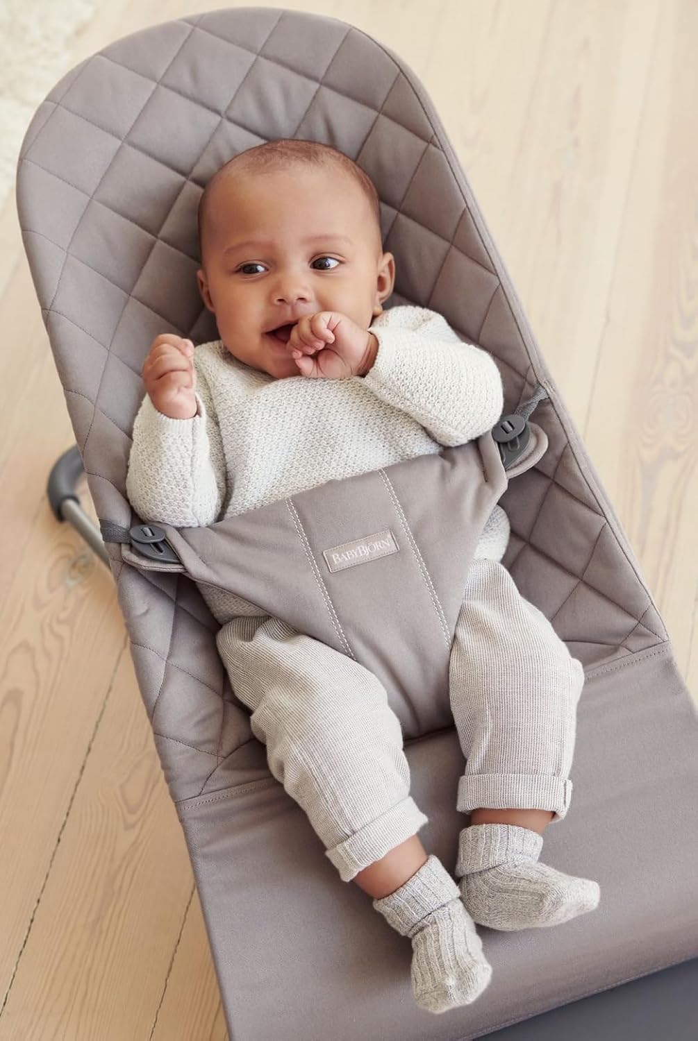 Hamaca BabyBjörn Bliss, Tejido, Acolchado clásico, Gris arena