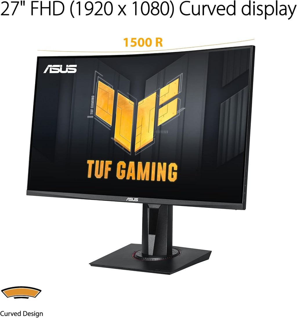 ASUS TUF Gaming VG27VQM - Monitor Gaming Esport 27" FHD - Panel VA curvo - 240Hz - 1ms - 1980x1080 - Display Port, 2X HDMI y 2X USB-A - Altavoces - AMD FreeSync - Extreme Low Motion Blur