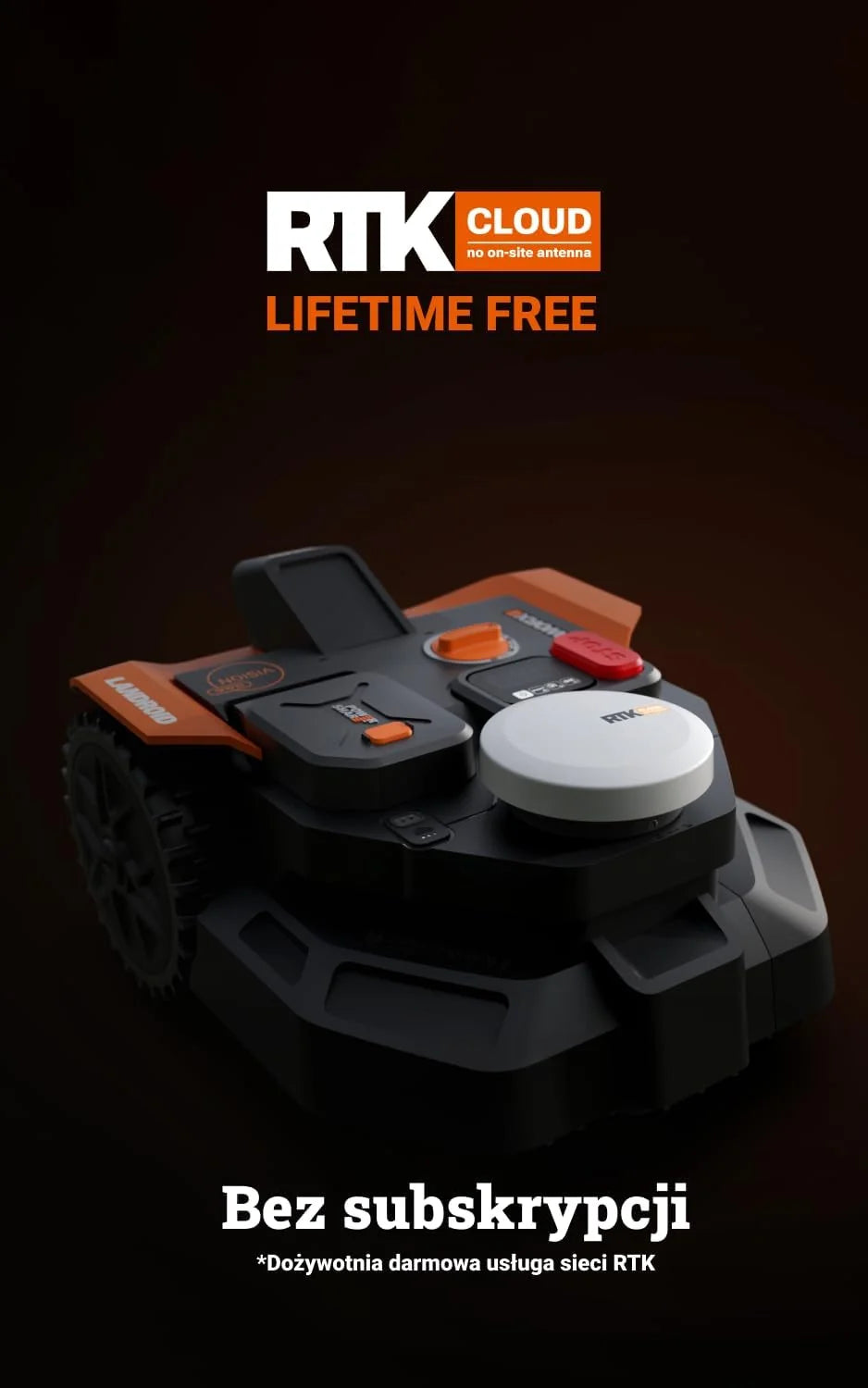 WORX Landroid Vision Cloud WR305E 2WD robot koszący bez kabla ograniczającego do 500 m² (wykrywanie przeszkód AI, nawigacja VSLAM+ RTK Cloud, automatyczne mapowanie, sterowanie za pomocą aplikacji)