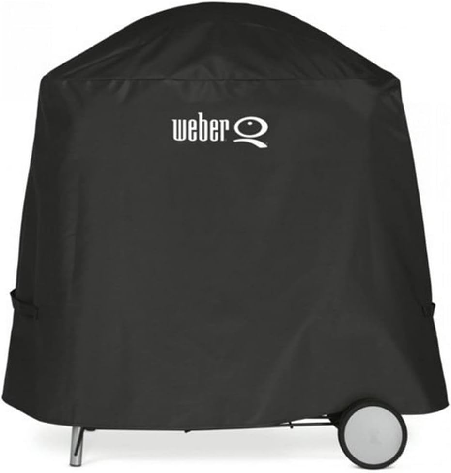Barbacoa eléctrica Weber Q2400 con soporte y mesas laterales, superficie de cocción de 54 x 39 cm, portátil, parrilla de cocción de hierro fundido vitrificado dividida en 2 partes, tapa y cuerpo de aluminio fundido - Gris oscuro (55020879)