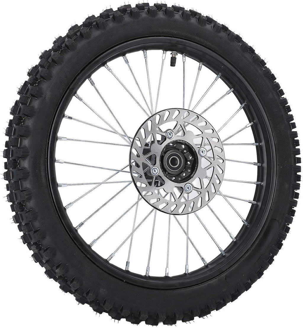 HUIOP Conjunto de llanta y neumático de rueda delantera de 17 pulgadas, cámara de aire 70/100-17 2.75-17, de 12 mm con rotor de freno para Dirt Pit Bike, optimizando el rendimiento con