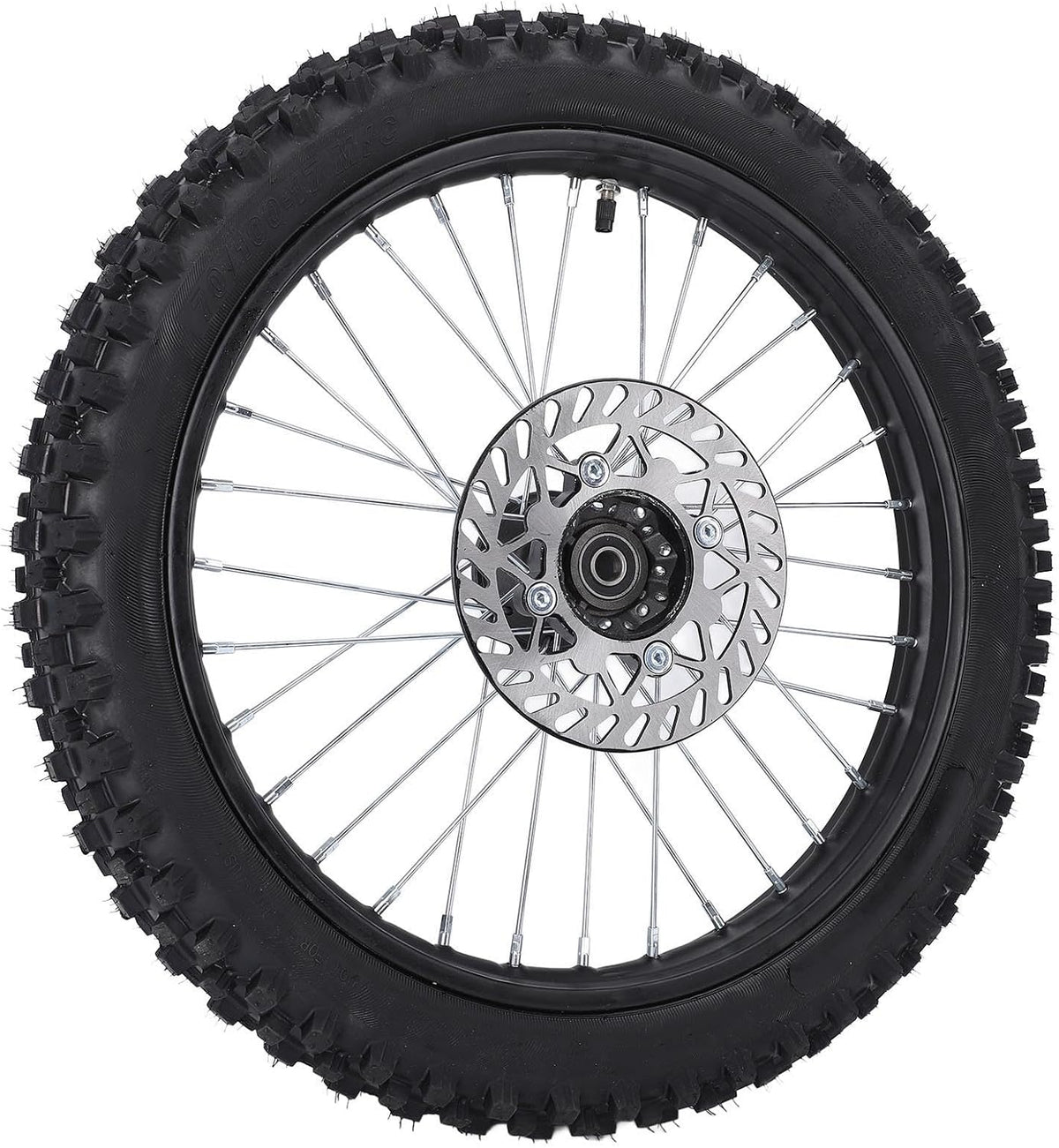 HUIOP Conjunto de llanta y neumático de rueda delantera de 17 pulgadas, cámara de aire 70/100-17 2.75-17, de 12 mm con rotor de freno para Dirt Pit Bike, optimizando el rendimiento con