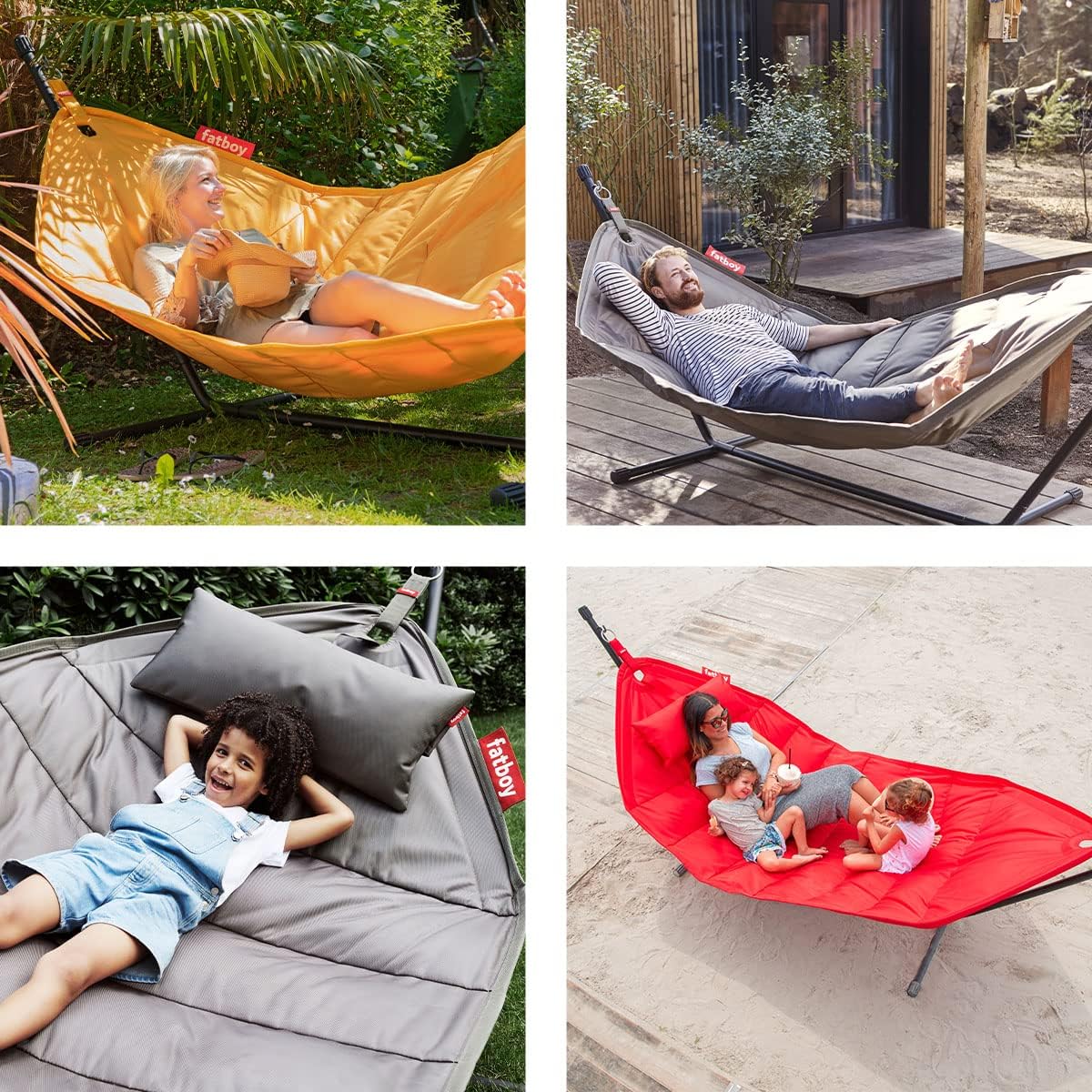 Hamaca Fatboy® Headdemock color topo - Hamaca con soporte - Apta para exteriores, jardín y terraza - 270 x 138 cm