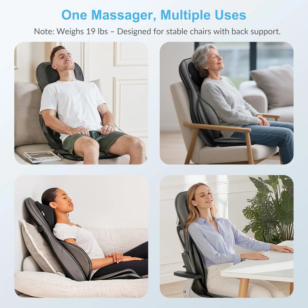 COMFIER Cojín de masaje Shiatsu para espalda y cuello con calor, función de amasado 2D/3D y compresión de aire para mujeres y hombres