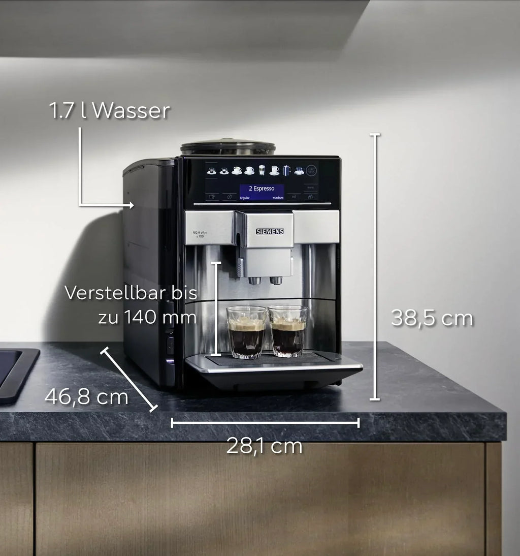 Cafetera superautomática EQ6 plus s700 TE657503DE con sistema de leche, 12 bebidas, pantalla táctil, molinillo de cerámica, 1,7 l