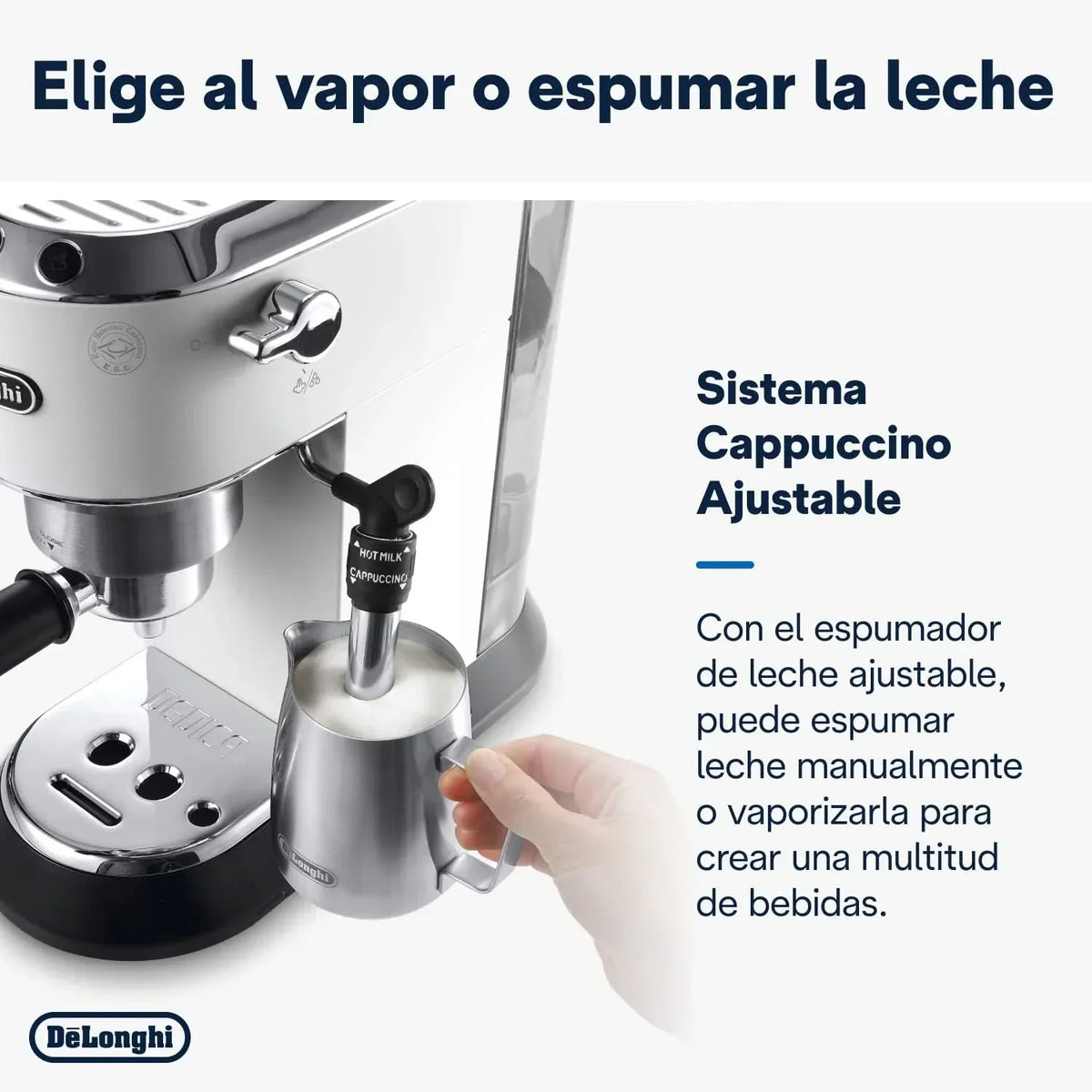 De'Longhi Dedica – Cafetera de bomba de acero inoxidable para café molido o monodosis, espresso y capuchino, depósito de 1,3 litros, sistema antigoteo, modelo EC685.M, color metal