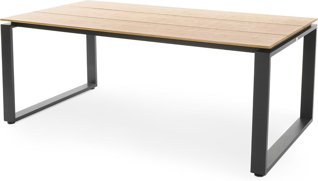 Muebles de jardín di volio Trento, conjunto de muebles de jardín: mesa de comedor espaciosa y 2 bancos de jardín, fabricados con materiales resistentes a la intemperie, para jardín y terraza