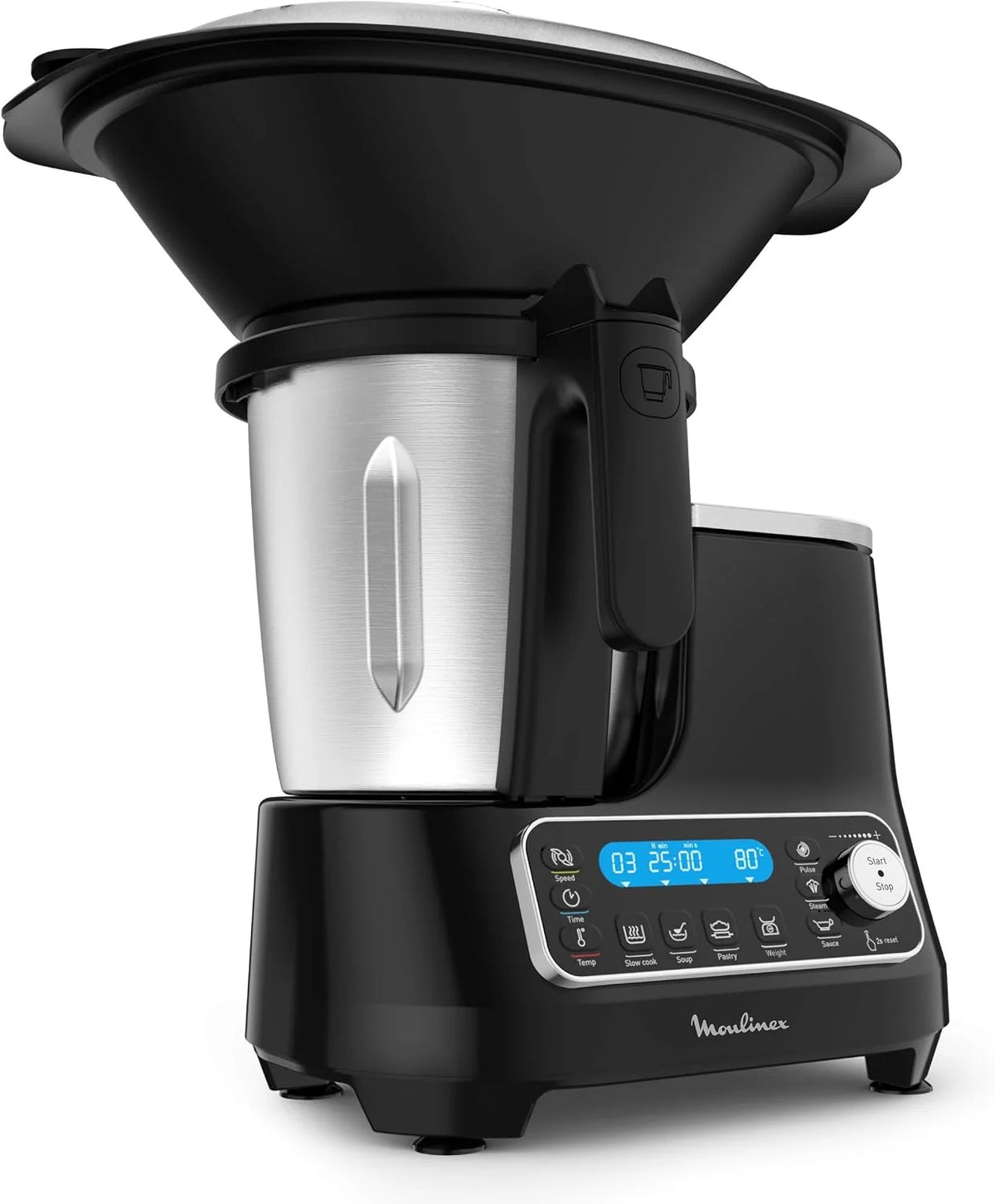 Moulinex Click Chef HF456810 robot kuchenny, wielofunkcyjny, 5 programów automatycznych, robot kuchenny, kompaktowy, 25 funkcji, zintegrowana waga kuchenna, parowar, mikser 3,6 l, 1400 W,