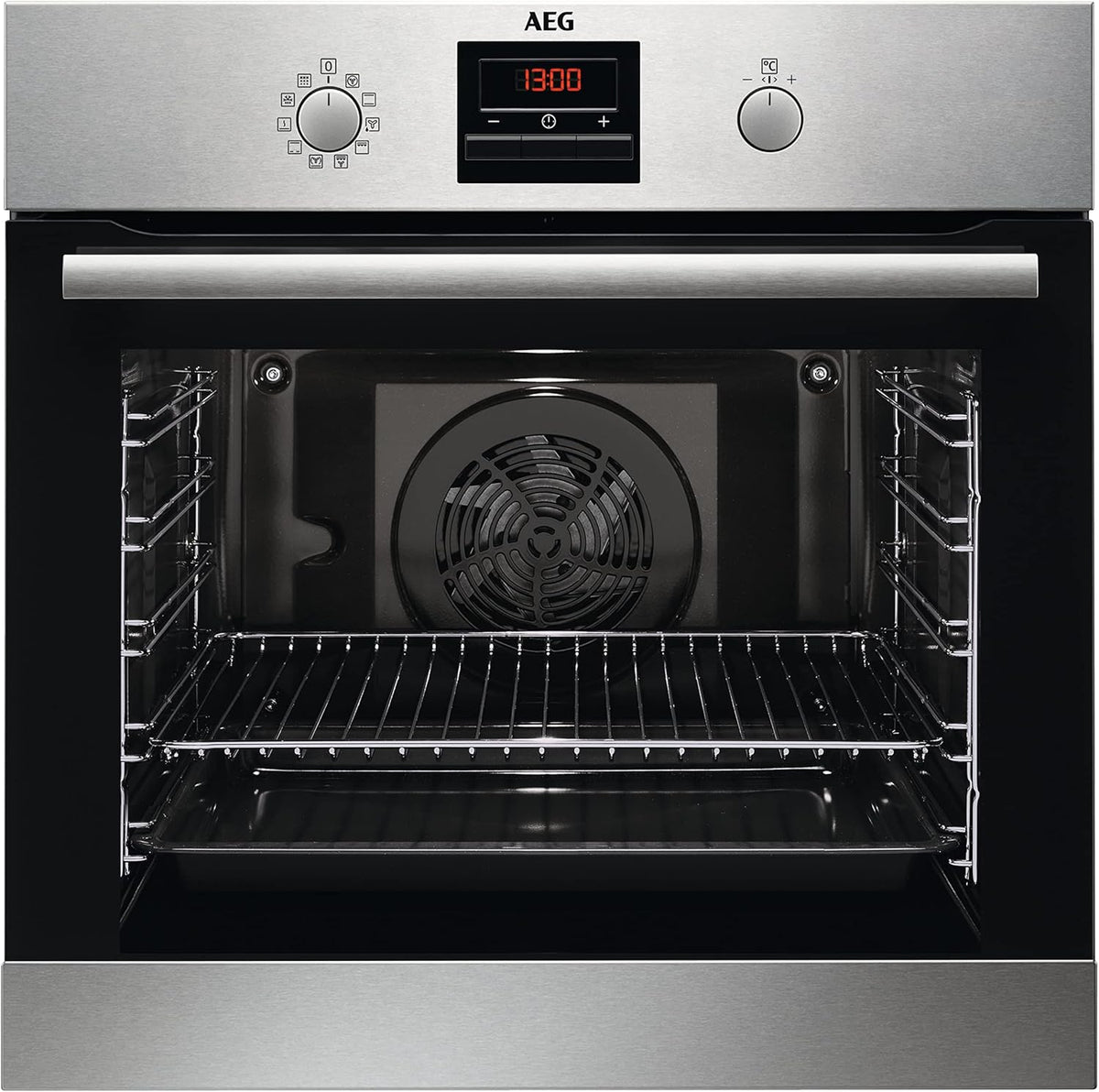 Horno empotrable AEG – Serie 5 Aire caliente circular: resultados de cocción uniformes en 3 niveles – Autolimpieza por pirólisis – 25 programas automáticos – Pantalla táctil LED – Calentamiento rápido – Negro – BPE53516AB
