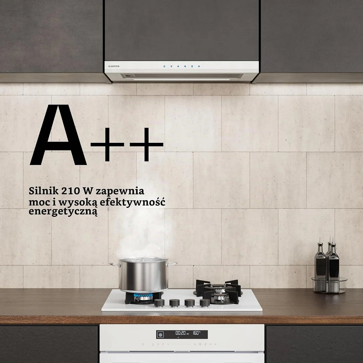 Klarstein Okap kuchenny, Velaire 60cm, podblatowy, rozsuwanyy, 896 m³/h boost, dotykowy, klasa energetyczna A++, LED, cichy, aluminiowy i z filtrem z węglem aktywnym, podblatowy kuchnia, biały
