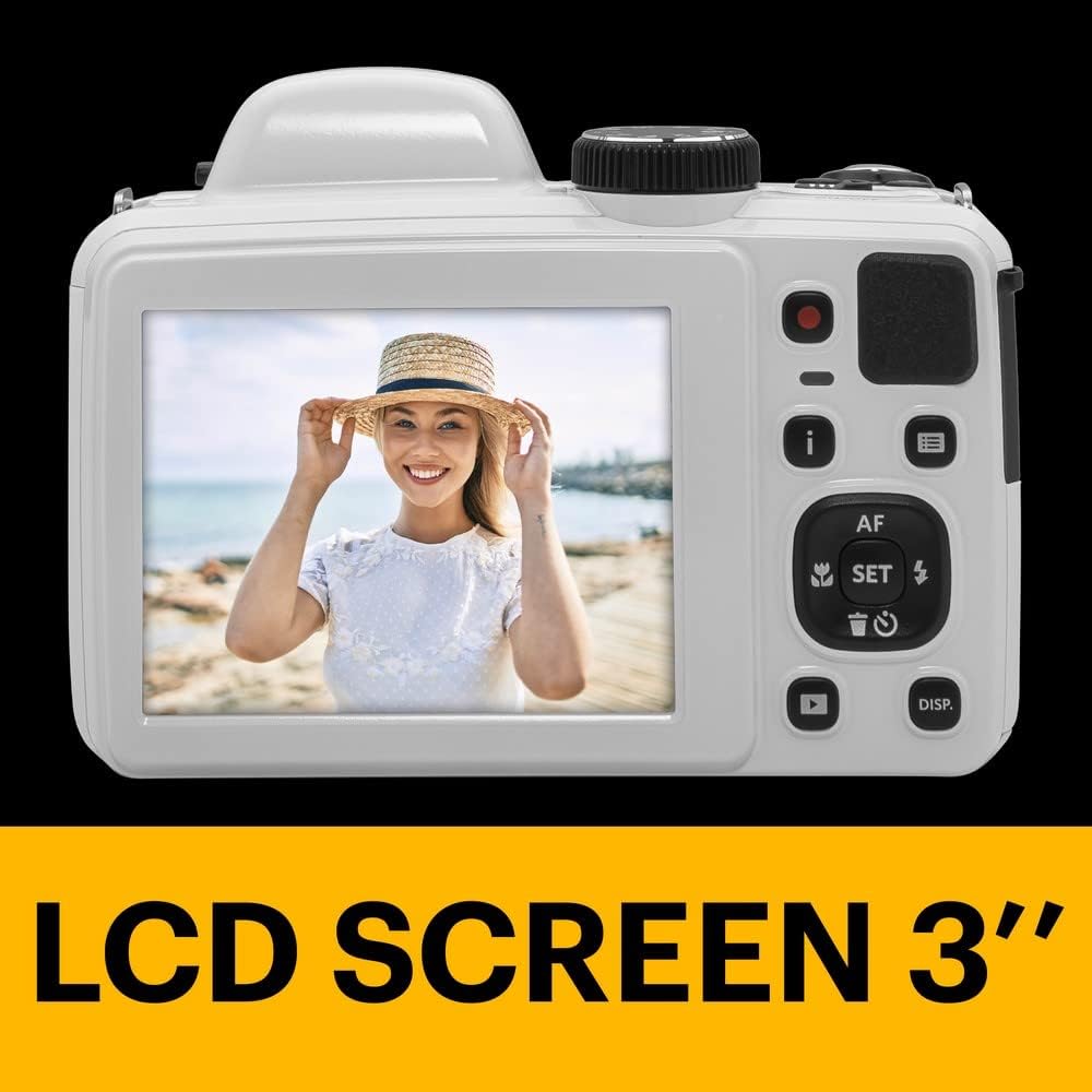 KODAK Pixpro Astro Zoom AZ425 - Cámara digital tipo bridge, zoom óptico de 42X, gran angular de 24 mm, 20 megapíxeles, pantalla LCD de 3", vídeo Full HD 1080p, batería de iones de litio - Blanco