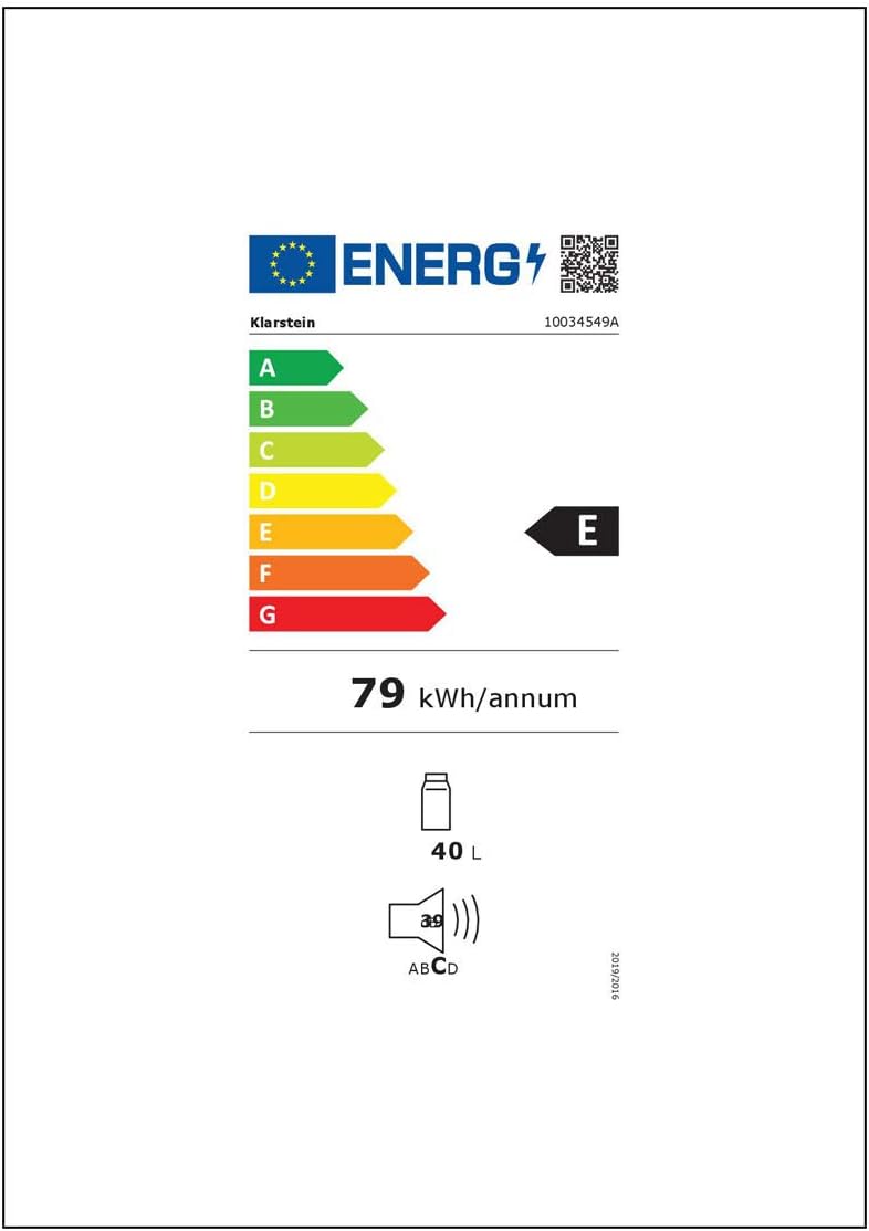 Mininevera KLARSTEIN Scooby - sistema EcoExcellence, eficiencia energética E, capacidad de 40 l, regulador de temperatura, estante extraíble, compartimento para botellas de hasta 2 l, 41 dB, color plata