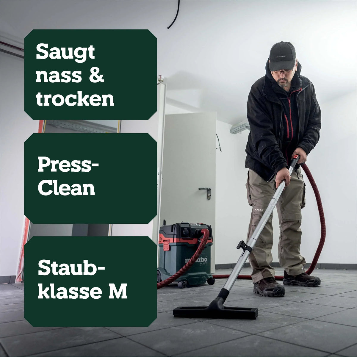 Aspirador universal metabo ASA 30 M PC, 1200 W, clase de polvo M, cable de 8 m, 30 l, manguera antiestática, limpieza de filtro, accesorios