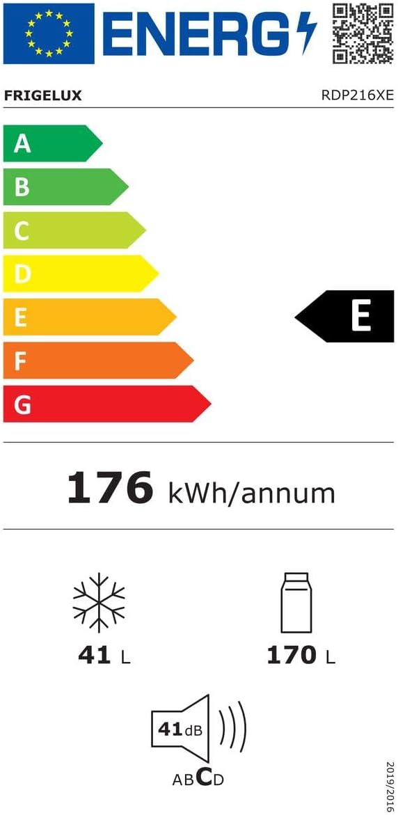 Frigorífico de dos puertas FrigeluX RDP216XE acero inoxidable 211L