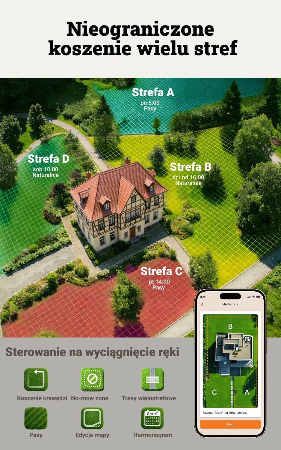 WORX Landroid Vision Cloud WR308E 2WD robot koszący bez kabla ograniczającego do 800 m² (wykrywanie przeszkód AI, nawigacja VSLAM+RTK Cloud, automatyczne mapowanie, aplikacja, Cut-to-zero)