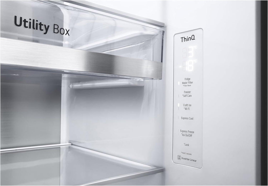 LG GSXV90MCDE Frigorífico Side-by-Side con congelador (628 L, clase energética D) con InstaView, Door-in-Door, Craft Ice, dispensador de hielo y agua, Total No Frost, negro