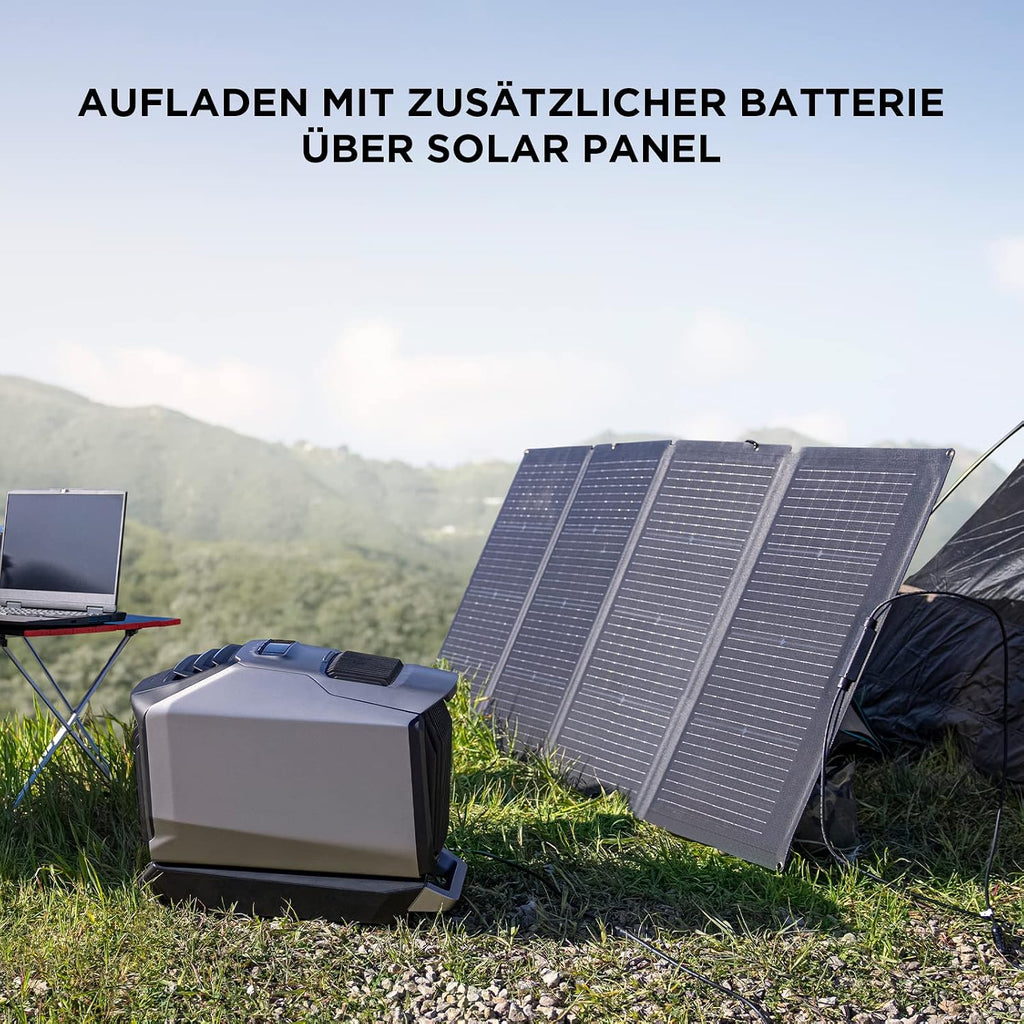 Aire acondicionado portátil EcoFlow WAVE 2 con batería adicional de 1159 Wh y panel solar de 220 W, refrigeración rápida de 5100 BTU, calefacción de 6100 BTU