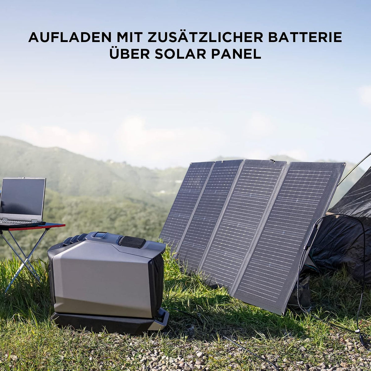 Aire acondicionado portátil EcoFlow WAVE 2 con batería adicional de 1159 Wh y panel solar de 220 W, refrigeración rápida de 5100 BTU, calefacción de 6100 BTU