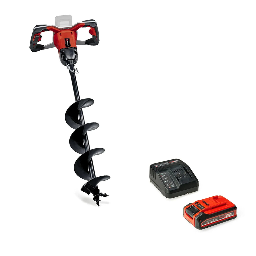 Barrenadora a batería Einhell GP-EA 18/150 Li BL Power X-Change 18V sin escobillas, 150 mm, 80 cm de profundidad de perforación, batería de 4,0 Ah y cargador