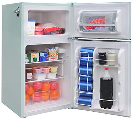 Frigidaire EFR840-RED Mini refrigerador retro de 3.2 pies cúbicos, color rojo, 2 puertas, con destapador lateral