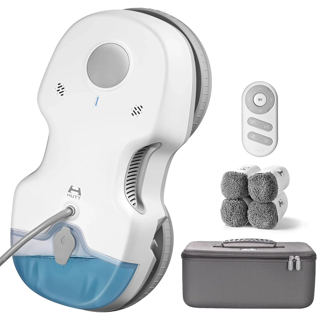 Robot limpiacristales HUTT S7 con función de pulverización activa, potencia de succión de 6500 Pa, almohadilla flotante 3D, depósito de 80 ml, protección múltiple y 8 paños