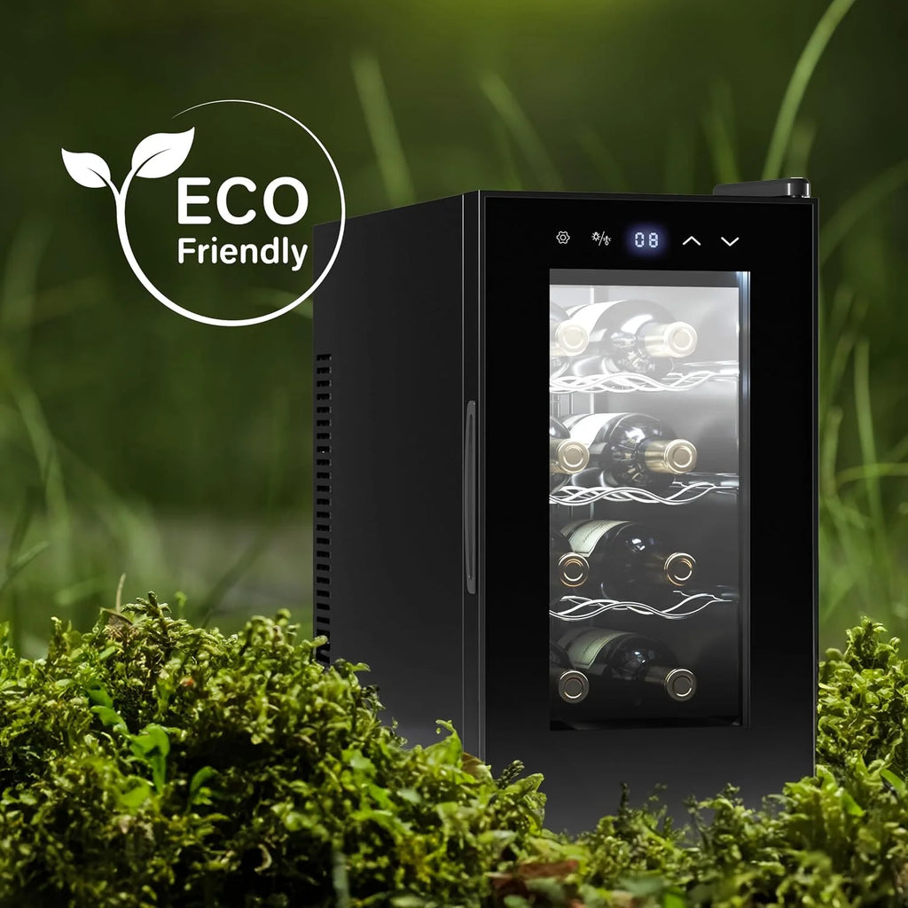 Cecotec Grandsommelier 8 butelek Bolero 830 coolcrystal, chłodzenie termoelektryczne, regulacja temperatury w zakresie 8-18°C, sterowanie dotykowe i wyświetlacz, wewnętrzna dioda LED, nieszkodliwy gaz