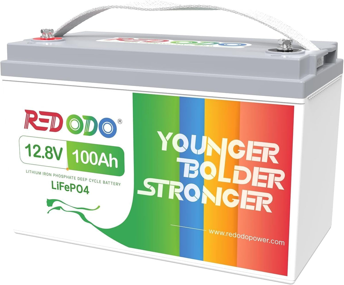 Batería de litio Redodo 12V 100Ah, batería LiFePO4 recargable, BMS 100A integrado, 4000-15000 ciclos profundos, para caravanas, barcos, autocaravanas, energía solar doméstica, fuera de la red