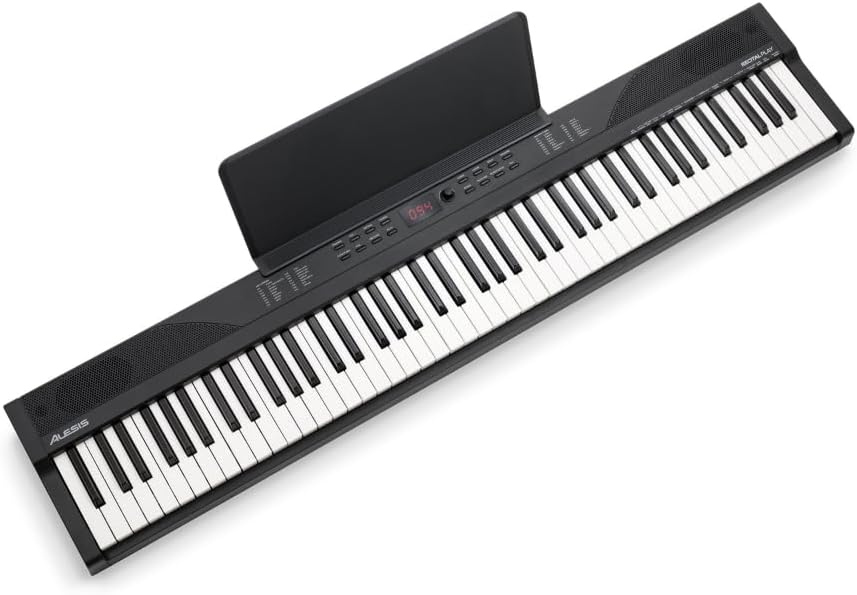 Teclado de piano digital de 88 teclas RECITALPLAY con 480 sonidos, USB-MIDI, altavoces y set de accesorios