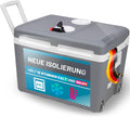 Nevera portátil eléctrica de 45 litros, 12V 230V, FUNCIÓN FRÍO y CALOR, nevera termoeléctrica con ruedas para coche y camión, mininevera, caja térmica para coche, barco, camping, silenciosa, modo ECO