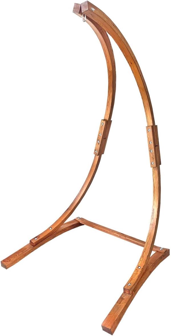 Soporte para silla colgante Lola Mammut de madera de alerce FSC, resistente a la intemperie, independiente, máx. 130 kg, estructura para exteriores e interiores, soporte para hamaca, silla colgante, sillón colgante y cuna con muelles.
