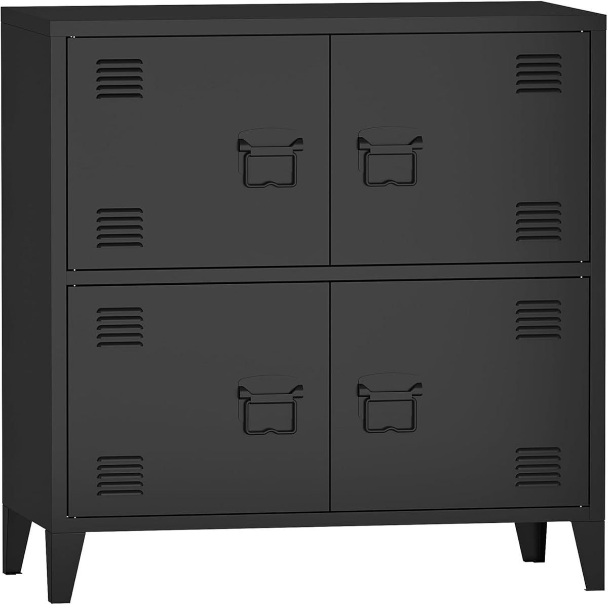 [en.casa] Armario de oficina Hamina archivador con 4 puertas armario multiusos con 2 estantes armario de almacenamiento industrial de acero armario auxiliar 80 x 40 x 82 cm negro