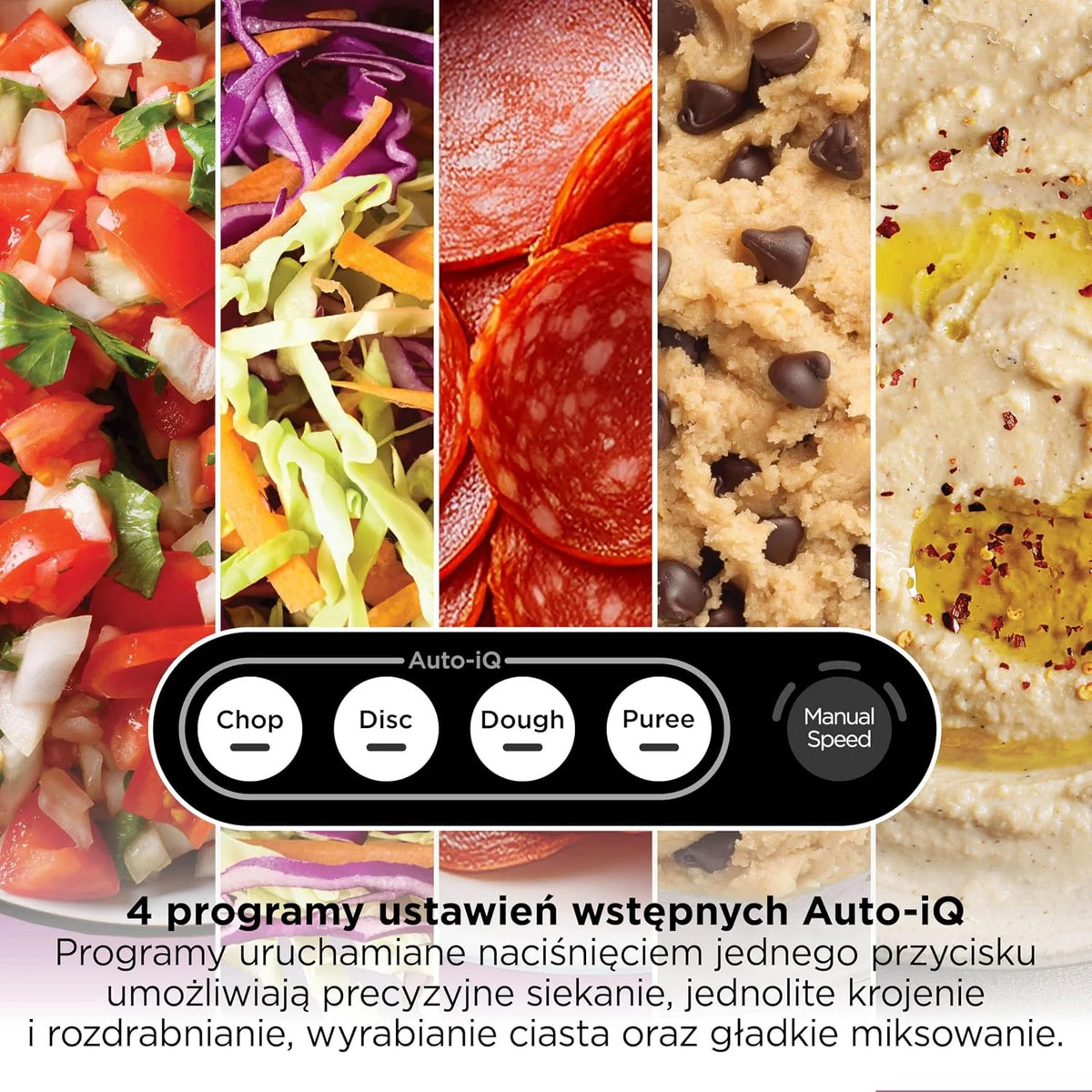 Ninja PrecisionPro robot kuchenny 2,1 l, 4 automatyczne ustawienia wstępne i ręczne ustawienia, przygotuj ciasto na pizzę i chleb, kroi warzywa i inne części nadające się do mycia w zmywarce, czarny