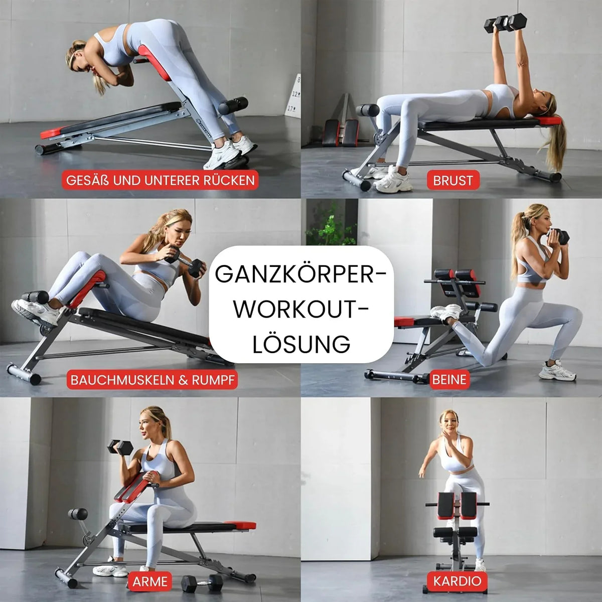 Banco de pesas ajustable para entrenamiento de fuerza, hiperextensión, lumbares, abdominales, banco inclinado y banco plano, modelo FF-TB011384