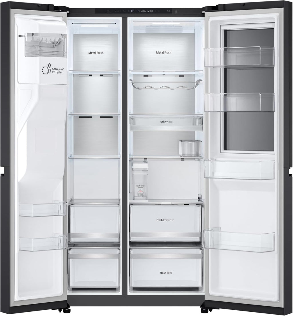 Frigorífico Side by Side LG GSGV81PYLL, Clase E, 635 L, Instaview, frigorífico con congelador, dispensador de hielo, hielo picado y agua, Total NoFrost, compresor Smart Inverter, Wi-Fi