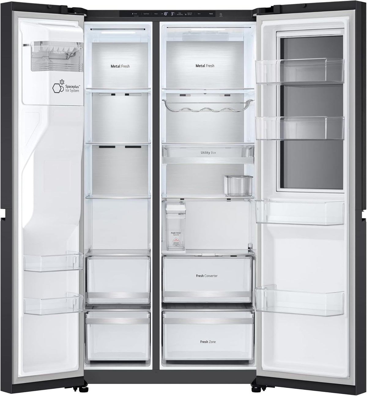 Frigorífico Side by Side LG GSGV81PYLL, Clase E, 635 L, Instaview, frigorífico con congelador, dispensador de hielo, hielo picado y agua, Total NoFrost, compresor Smart Inverter, Wi-Fi