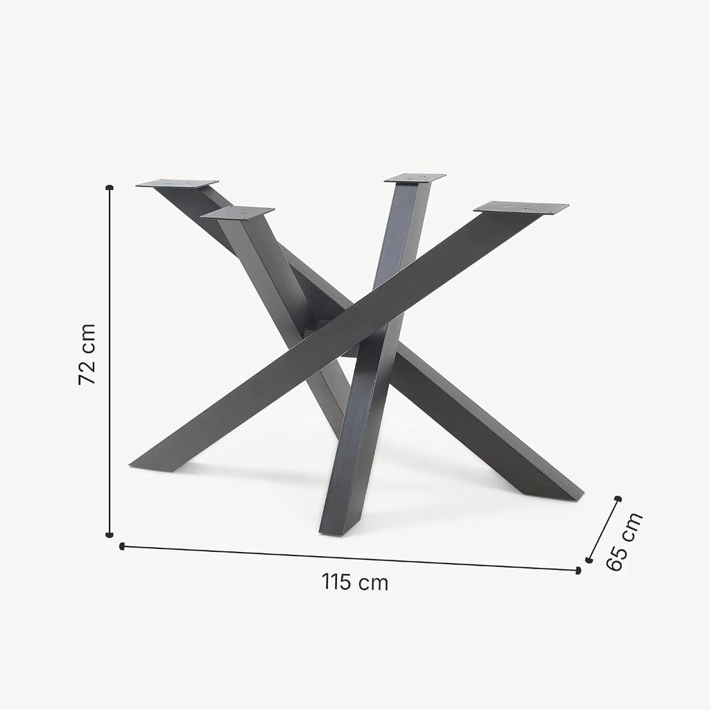 [en.casa] Nogi stołu Umala Spider Metal 115 x 65 x 72 cm Metalowe nogi do stołu jadalnego Biurko Nogi meblowe maks. 160 kg Nogi stołu Stal Czarne