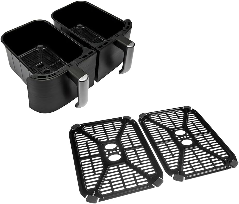 Russell Hobbs Frytkownica beztłuszczowa 9L Air Fryer [dwie komory/strefy, 9 programów] Satisfry (szuflady można myć w zmywarce, maks. 200℃, niski poziom hałasu, pieczenie bez oleju, 2800W) 27681-56