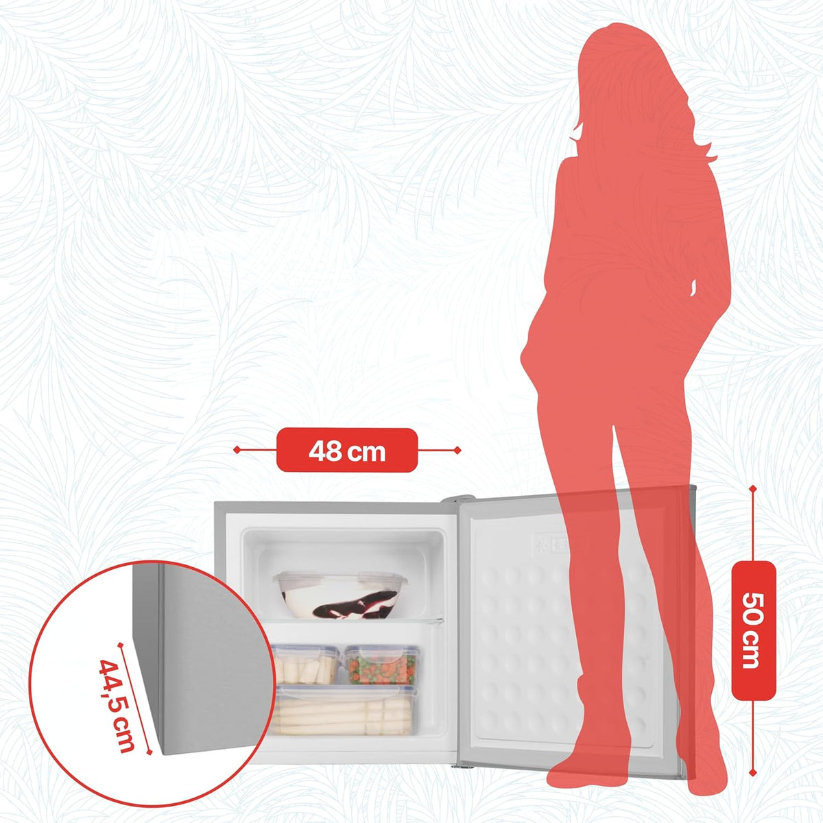 Minicongelador independiente Amica 50x48x44,5 cm 32 L, compartimento congelador de 4 estrellas con cubitera, modelo AGB 3010 E - aspecto de acero inoxidable
