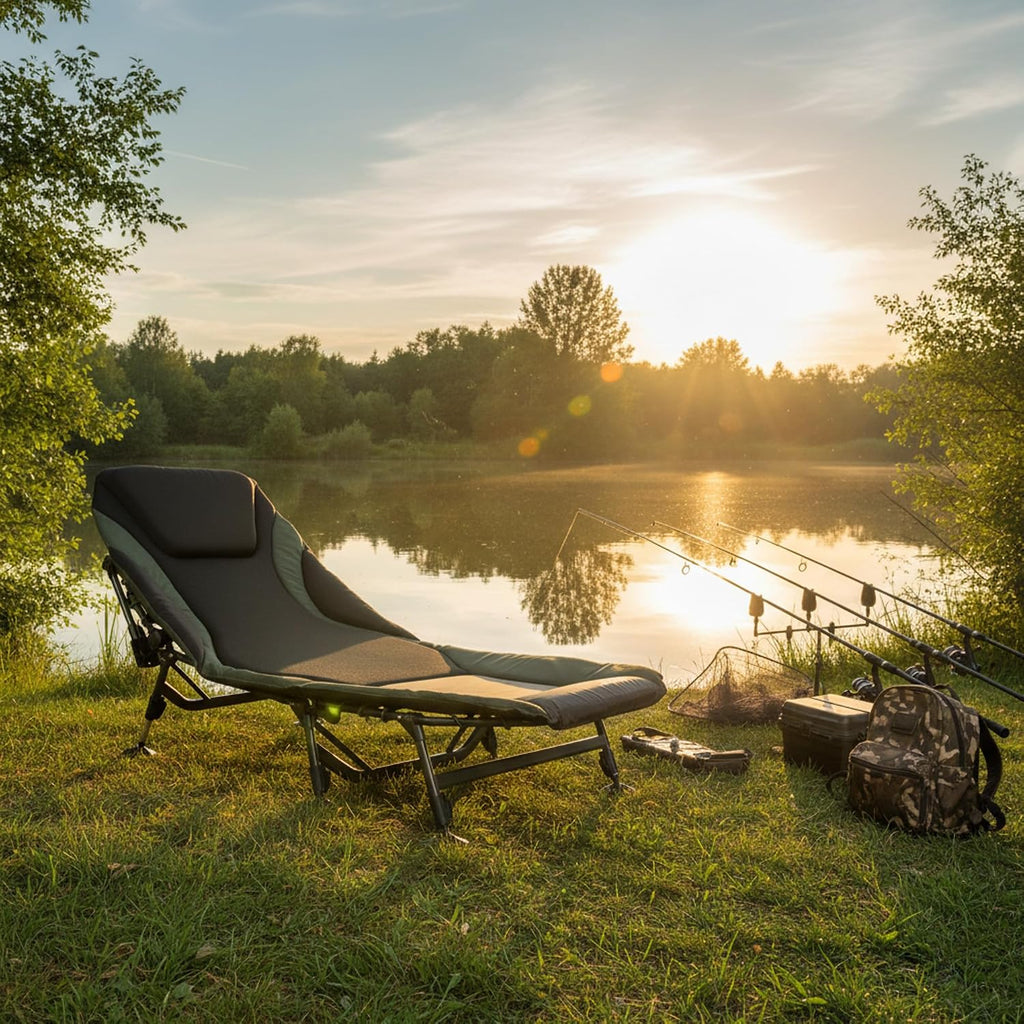Catre de pesca XXL AL05 207 x 88 cm, cama de camping de altura regulable con 8 patas, marco de aluminio, incluye bolsa de transporte