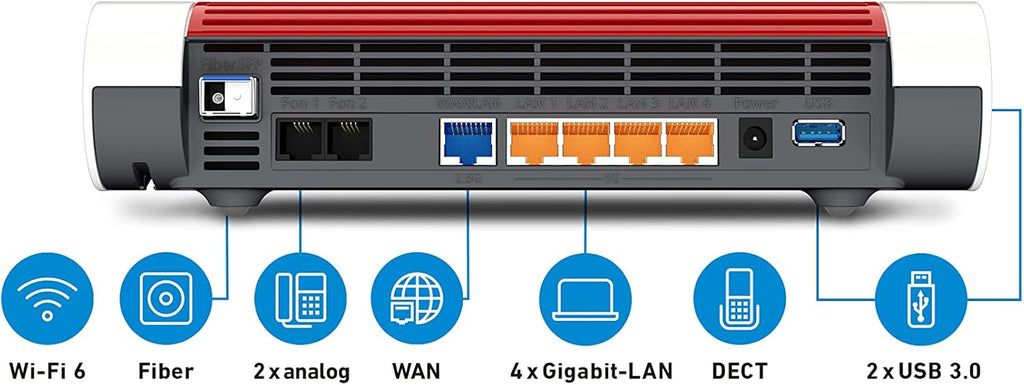 FRITZ!Box 5590 Fiber | Router de fibra óptica | Wi-Fi 6 de hasta 3,6 Gbit/s