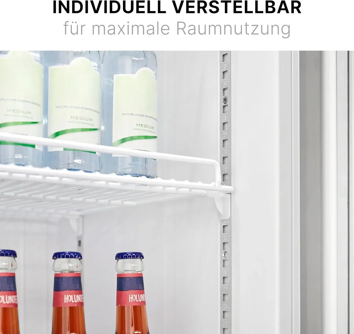 Frigorífico Bomann con puerta de cristal | Nevera para bebidas con cerradura | 6 estantes ajustables en altura | 30 kg por estante | 347 litros | Frigorífico grande | Nevera para botellas con luz LED | KSG 7351 negro